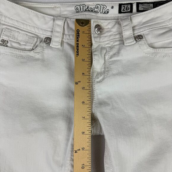 Miss Me Jeans Mid Rise Skinny White Flap Pickets Women’s Size 26 27x29 - Picture 5 of 13